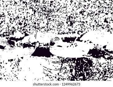 Distressed background from photo of chain,  in black and white texture with dots, spots, circles, scratches and lines. Abstract vector illustration