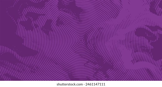 Distressed background in purple texture with circles, spots, scratches, and lines. Abstract vector illustration.