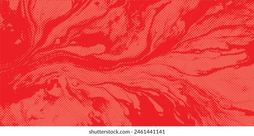 Fondo angustiado en textura roja con círculos, manchas, arañazos y líneas. Abstractas Ilustración vectorial.