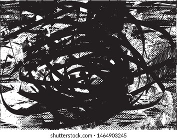 Distressed background  texture with dots, spots, scratches and lines. Abstract vector illustration