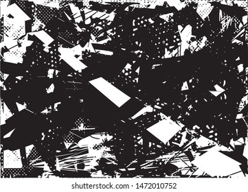Distressed background texture with dots, spots, scratches and lines. Abstract vector illustration