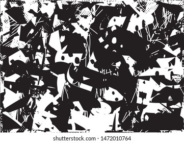 Distressed background texture with dots, spots, scratches and lines. Abstract vector illustration