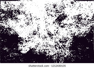 Distressed background from tree in black and white texture with dots, spots, scratches and lines. Abstract vector illustration