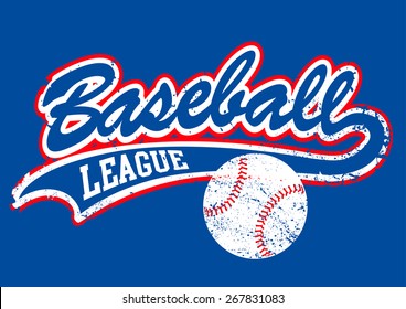 Distressed baseball script with a baseball .