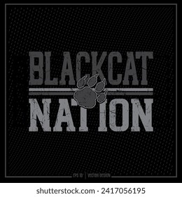 Distressed Black cat Nation, Black cat Nation, Sports Emblem, Sports