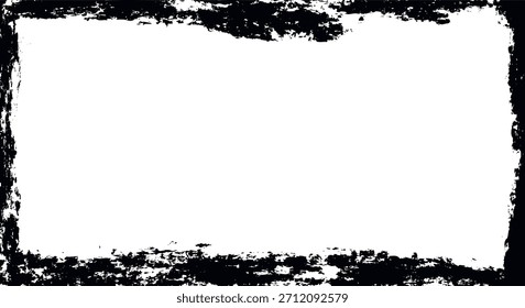 Un marco negro desgastado con una textura áspera, ideal para añadir una estética vintage o grunge a los diseños y proyectos gráficos.