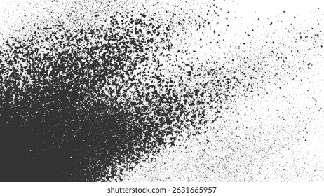 bedrückte schwarze Grunge-Textur mit dunklem, verwittertem Überlagerungsmuster und Staub auf transparentem Hintergrund, Vektor