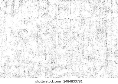 Distressed black grunge texture. Old paper pattern background. Abstract dust isolated on white. Black noise textured overlay. Grunge wall design elements. Vector illustration, EPS 10.