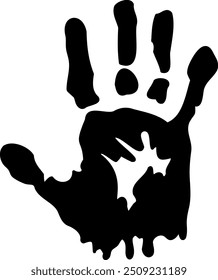 Distressed Black Handprint Vector with Dripping Paint Effect