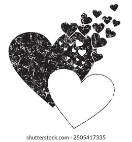 distressed black heart vector pattern