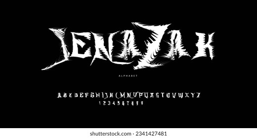 distressed black metal font underground music bloody rock root horror film chaotic satanic alphabet typeface typography letter 