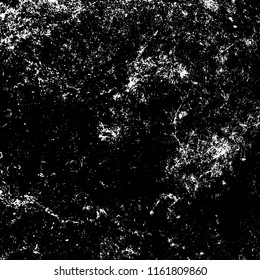 Distressed black overlay texture. Grunge dark messy background. Dirty empty cover template. Ink brushed renovate wall backdrop. Insane aging design element. EPS10 vector.