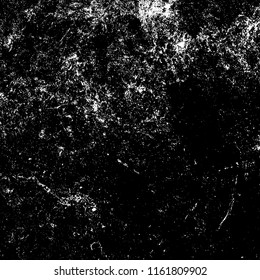 Distressed black overlay texture. Grunge dark messy background. Dirty empty cover template. Ink brushed renovate wall backdrop. Insane aging design element. EPS10 vector.