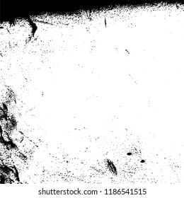 Distressed black overlay texture. Grunge dark messy background. Dirty empty cover template. Ink brushed renovate wall backdrop. Insane aging design element. EPS10 vector.