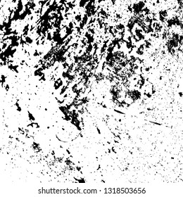 Distressed black overlay texture. Grunge dark messy background. Dirty empty cover template. Ink brushed renovate wall backdrop. Insane aging design element. EPS10 vector