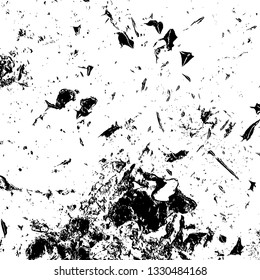 Distressed black overlay texture. Grunge dark messy background. Dirty empty cover template. Ink brushed renovate wall backdrop. Insane aging design element. EPS10 vecto