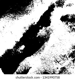 Distressed black overlay texture. Grunge dark messy background. Dirty empty cover template. Ink brushed renovate wall backdrop. Insane aging design element. EPS10 vector.