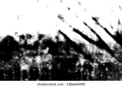 Distressed black overlay texture. Grunge dark messy background. Dirty empty cover template. Ink brushed renovate wall backdrop. Insane aging design element. EPS10 vector.