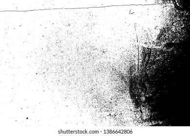 Distressed black overlay texture. Grunge dark messy background. Dirty empty cover template. Ink brushed renovate wall backdrop. Insane aging design element. EPS10 vector.