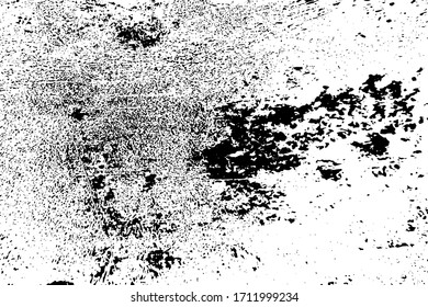 Distressed black overlay texture. Grunge dark messy background. Dirty empty cover template. Ink brushed renovate wall backdrop. Insane aging design element. EPS10 vector.