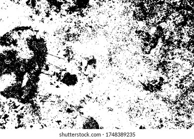 Textura de superposición negra angustiada. Grunge el fondo oscuro y desordenado. Plantilla de cubierta vacía sucia. Tinta cepillada restaura el fondo de la pared. Elemento de diseño de envejecimiento demente. Vector EPS10.