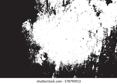 Distressed black overlay texture. Grunge dark messy background. Dirty empty cover template. Ink brushed renovate wall backdrop. Insane aging design element. EPS10 vector.