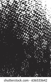 Distressed black overlay texture. Grunge dark messy background. Dirty empty cover template. Ink brushed renovate wall backdrop. Insane aging design element. EPS10 vector.