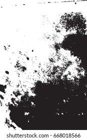 Distressed black overlay texture. Grunge dark messy background. Dirty empty cover template. Ink brushed renovate wall backdrop. Insane aging design element. EPS10 vector.
