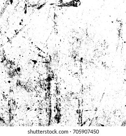 Distressed black overlay texture. Grunge dark messy background. Dirty empty cover template. Ink brushed renovate wall backdrop. Insane aging design element. EPS10 vector.