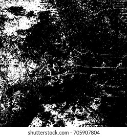 Distressed black overlay texture. Grunge dark messy background. Dirty empty cover template. Ink brushed renovate wall backdrop. Insane aging design element. EPS10 vector.