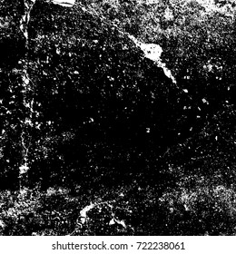 Distressed black overlay texture. Grunge dark messy background. Dirty empty cover template. Ink brushed renovate wall backdrop. Insane aging design element. EPS10 vector.