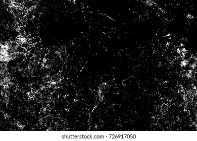 Distressed black overlay texture. Grunge dark messy background. Dirty empty cover template. Ink brushed renovate wall backdrop. Insane aging design element. EPS10 vector.