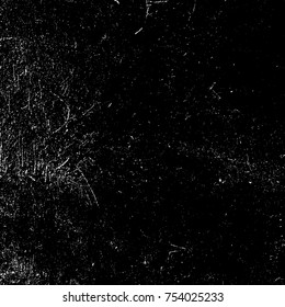 Distressed black overlay texture. Grunge dark messy background. Dirty empty cover template. Ink brushed renovate wall backdrop. Insane aging design element. EPS10 vector.