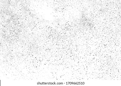 Distressed black texture. Dark grainy texture on white background. Dust overlay textured. Grain noise particles. Rusted white effect. Grunge design elements. Vector illustration, EPS 10.