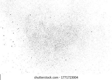 Distressed black texture. Dark grainy texture on white background. Dust overlay textured. Grain noise particles. Rusted white effect. Grunge design elements. Vector illustration, EPS 10.