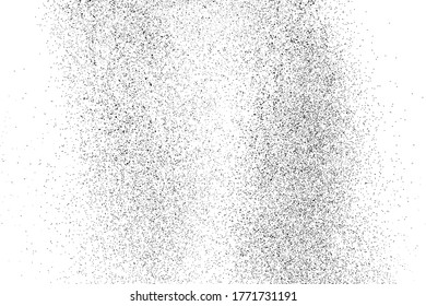 Textura negra angustiada. Textura granulada oscura sobre fondo blanco. El polvo sobrante texturado. Partículas de ruido de grano. Efecto blanco roto. Elementos de diseño gruesos. Ilustración del vector, EPS 10.