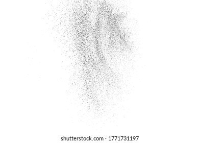 Textura negra angustiada. Textura granulada oscura sobre fondo blanco. El polvo sobrante texturado. Partículas de ruido de grano. Efecto blanco roto. Elementos de diseño gruesos. Ilustración del vector, EPS 10.