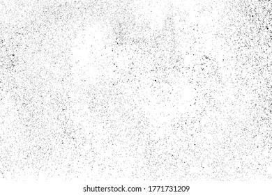 Distressed black texture. Dark grainy texture on white background. Dust overlay textured. Grain noise particles. Rusted white effect. Grunge design elements. Vector illustration, EPS 10.