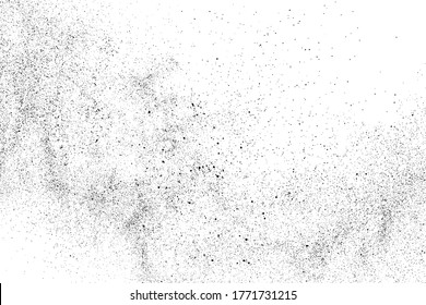 Textura negra angustiada. Textura granulada oscura sobre fondo blanco. El polvo sobrante texturado. Partículas de ruido de grano. Efecto blanco roto. Elementos de diseño gruesos. Ilustración del vector, EPS 10.
