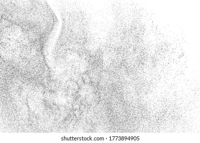 Falsche schwarze Textur. Dunkelgraue Textur auf weißem Hintergrund. Staubüberlagerungen strukturiert. Kornrauschpartikel. Weißer Effekt geröstet. Grunge Designelemente. Vektorgrafik, EPS10.