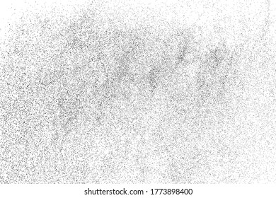 Distressed black texture. Dark grainy texture on white background. Dust overlay textured. Grain noise particles. Rusted white effect. Grunge design elements. Vector illustration, EPS 10.