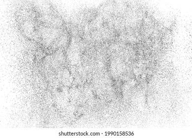 Distressed black texture. Dark grainy texture on white background. Dust overlay textured. Grain noise particles. Rusted white effect. Grunge design elements. Vector illustration, EPS 10.