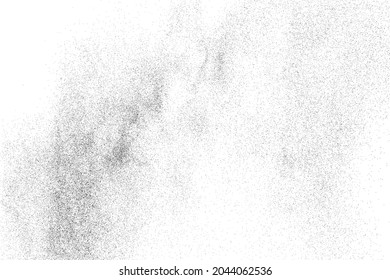 Textura negra angustiada. Textura granulada oscura sobre fondo blanco. El polvo sobrante texturado. Partículas de ruido de grano. Efecto blanco roto. Elementos de diseño gruesos. Ilustración del vector, EPS 10.
