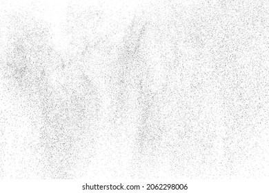 Distressed black texture. Dark grainy texture on white background. Dust overlay textured. Grain noise particles. Rusted white effect. Grunge design elements. Vector illustration, EPS 10.