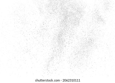 Distressed black texture. Dark grainy texture on white background. Dust overlay textured. Grain noise particles. Rusted white effect. Grunge design elements. Vector illustration, EPS 10.