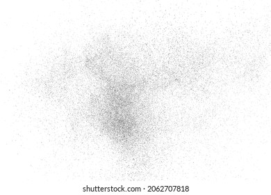 Distressed black texture. Dark grainy texture on white background. Dust overlay textured. Grain noise particles. Rusted white effect. Grunge design elements. Vector illustration, EPS 10.