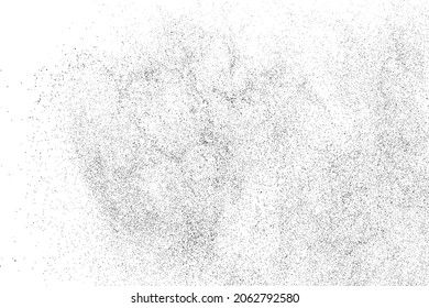 Textura negra angustiada. Textura granulada oscura sobre fondo blanco. El polvo sobrante texturado. Partículas de ruido de grano. Efecto blanco roto. Elementos de diseño gruesos. Ilustración del vector, EPS 10.