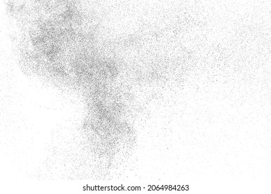 Textura negra angustiada. Textura granulada oscura sobre fondo blanco. El polvo sobrante texturado. Partículas de ruido de grano. Efecto blanco roto. Elementos de diseño gruesos. Ilustración del vector, EPS 10.