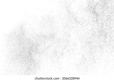 Textura negra angustiada. Textura granulada oscura sobre fondo blanco. El polvo sobrante texturado. Partículas de ruido de grano. Efecto blanco roto. Elementos de diseño gruesos. Ilustración del vector, EPS 10.