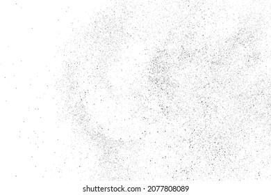 Textura negra angustiada. Textura granulada oscura sobre fondo blanco. El polvo sobrante texturado. Partículas de ruido de grano. Efecto blanco roto. Elementos de diseño gruesos. Ilustración del vector, EPS 10.